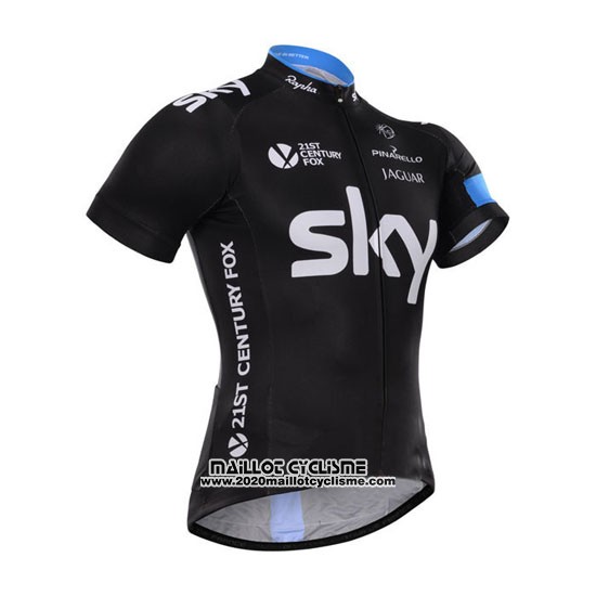 2015 Maillot Ciclismo Sky Azur et Noir Manches Courtes et Cuissard